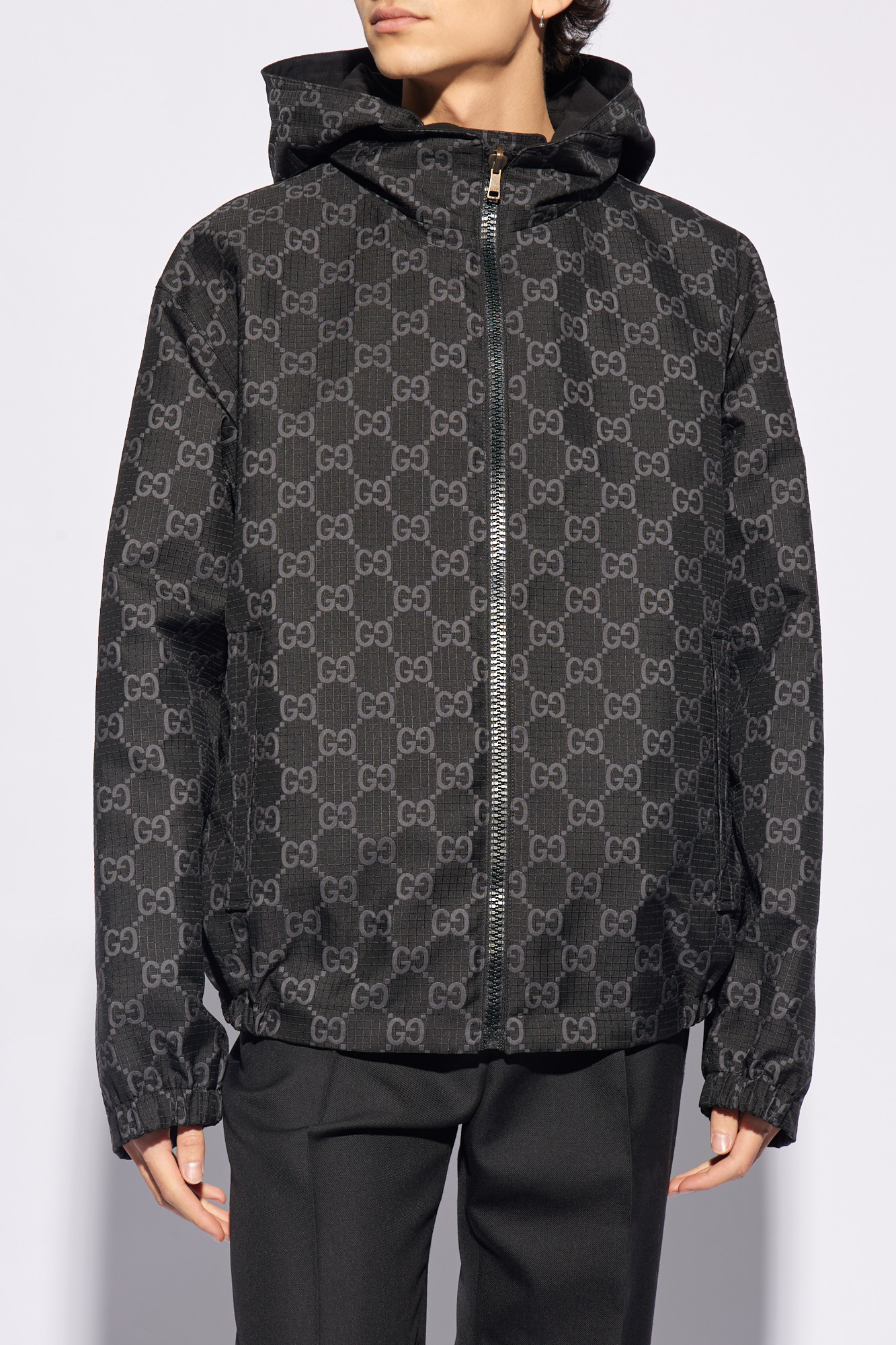 パーカー・フーディ GUCCI Wool reversible jacket Gucci Wool Cotton Reversible Zip Jacket In Brown | ModeSens